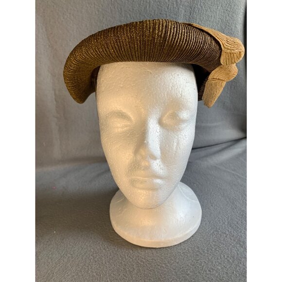 Norman Durand Ladies Brown Metallic Hat Sz 22 Vintage - Picture 16 of 16